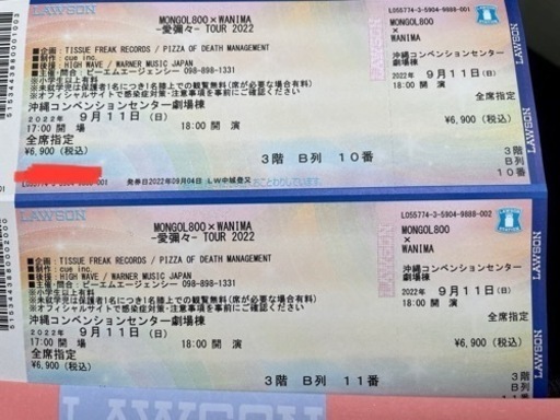 モンゴル800×WANIMAライブチケット