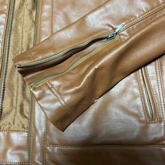 【GU】レザージャケット_ブラウン、Lサイズ、合成皮革の画像