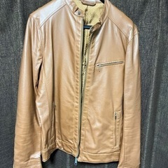 【GU】レザージャケット_ブラウン、Lサイズ、合成皮革
