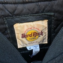 90's vintage ハードロックカフェ レザー切替 スタジャン 刺繍ロゴ