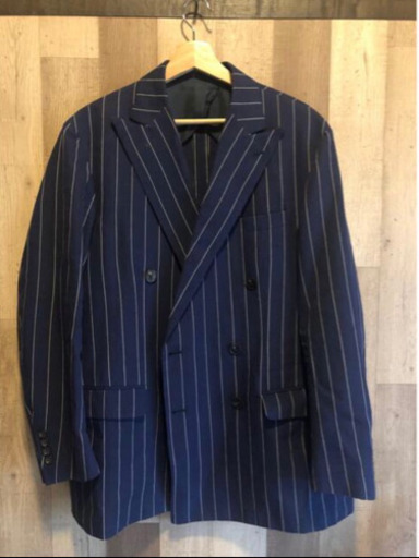 ラルフローレン　ダブルジャケット　紺×白ストライプ