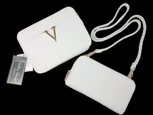 【おみせっち】ショルダーバッグ＆長財布 2点セット ホワイトかピンク