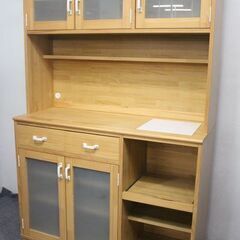 MOMO natural モモナチュラル LAND CUPBOARD 1130NA ホワイトセラミック取手 キッチンボード カップボード 中古家具 店頭引取歓迎 R6454)