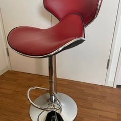 【募集終了】ハイチェア おしゃれ家具 バーチェア 昇降機能あり レッド の画像