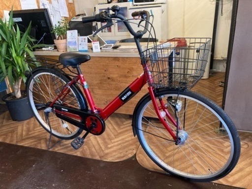 【LEDオートライト】3段変速　26インチ自転車　レッド