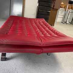 値下げ!【美品】ニトリ ソファベッド Nシールド ロック レッド 脚付き