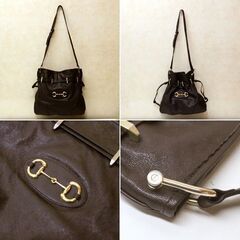 本物 GUCCI ホースビット 1955 ショルダーバッグ ブラウン 602089 レザー 巾着 保存袋付き グッチ 札幌市 清田区 平岡の画像