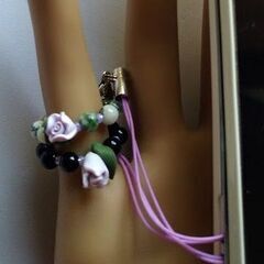 ホワイトクォーツァイトとツリーアゲート、FIMO(ラベンダーミス...