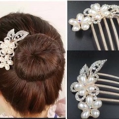 ゴージャス かんざし 髪飾り ヘアアクセ  ヘアピン 着物 櫛  パール 新品の画像