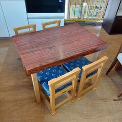 【愛品倶楽部柏店】　合羽橋　志村家具　和食用テーブル＆チェア４脚セットの画像