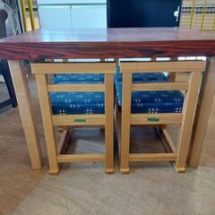 【愛品倶楽部柏店】　合羽橋　志村家具　和食用テーブル＆チェア４脚セットの画像