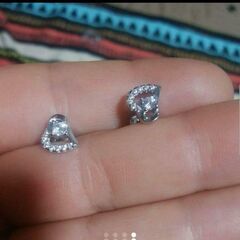  j←←←m18-17刻印/ブリリアントダイヤモンドＣＺハートパヴェピアス     202209061234の画像