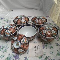 有田焼　蓋付き小どんぶり５個セット　