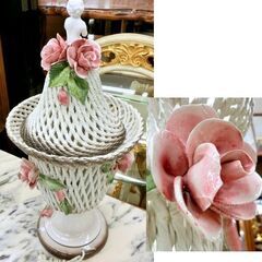 イタリア製 スタンドランプ 陶器製 薔薇の陶花 照明ライト 札幌市西区西野 イタリア製 スタンドランプ 陶器製 薔薇の陶花 照明ライト 札幌