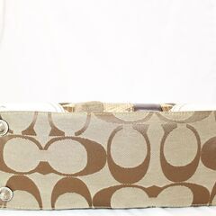 COACH　コーチ シグネチャー ハンプトンズ ミディアム ハンドバッグ 10262　キャンバス レザー ベージュ レディースの画像