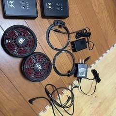 空調服、ファン、充電器、バッテリ2個