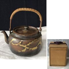 e1937 銅製 急須 胴径7cm 薬缶 木箱入り 煎茶急須 水注 ミニ薬缶 茶道具