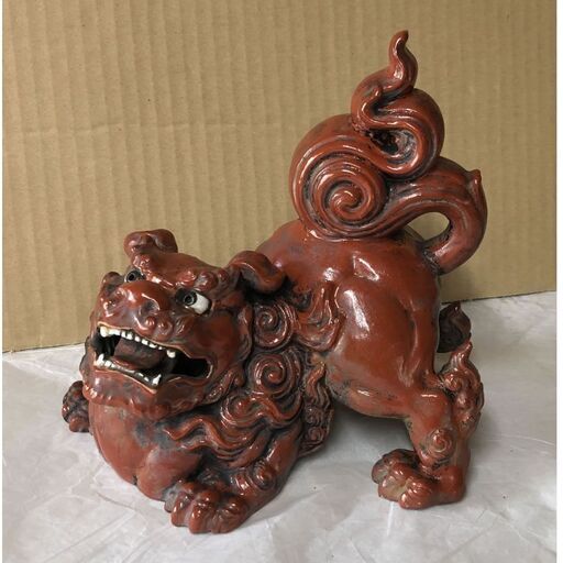 e1958 九谷焼 赤獅子 獅子 置物