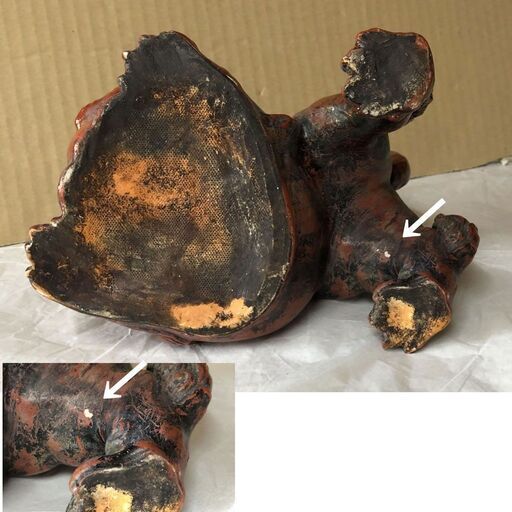 e1958 九谷焼 赤獅子 獅子 置物