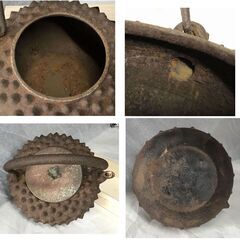 e1962 鉄瓶 龍文堂造 鬼霰 時代鉄瓶 茶道具 煎茶道具の画像