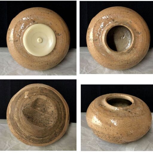 F236 萩焼 茶入 仕覆 木箱入り 古萩 大海茶入 茶道具