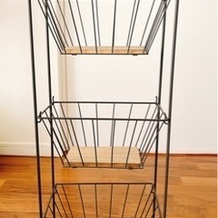 <9/30まで>アビテHabiter 3段ラック アンティーク調 ラスティ・レクトワイヤーバスケット ブラウン ZR-001-BRの画像