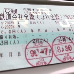 ●  青春18きっぷ　残3回　返却不要　王寺駅　手渡しの画像