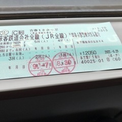 ●  青春18きっぷ　残3回　返却不要　王寺駅　手渡し