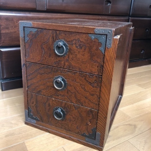 書道　机　ミニ箪笥　川崎市麻生区　骨董　アンティーク①引き出し3段