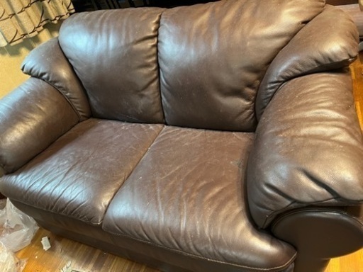 決まりました→【1000円】大塚家具　総革張り　イタリア製ソファー　レザー