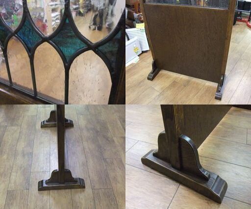 ステンドグラス 衝立 パーテーション 幅117cm アンティーク調 ヴィンテージ風 間仕切り 1枚 家具 札幌市 厚別区