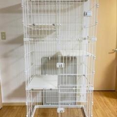 アイリスオーヤマ ウッディ　キャット　ケージ ホワイト 　猫