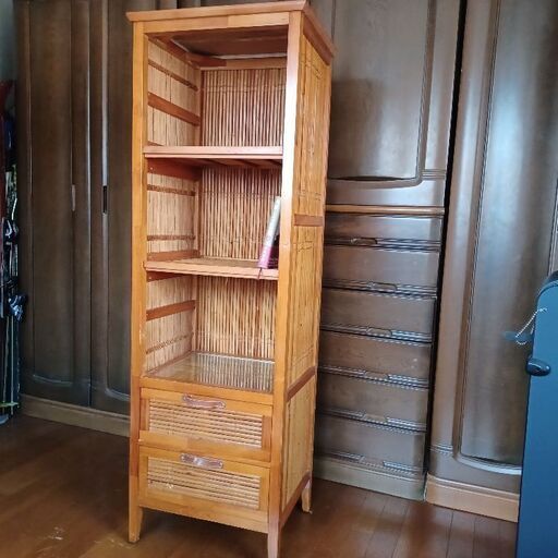 中古。本棚 シェルフ 書棚 ラック 収納 おしゃれ 木製  アジアン家具 完成品 フリーラックH153   W47×D 39