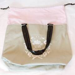 ViVi Fleurs ヴィヴィフルール ハンドバッグ キャンパス生地 レザー グレージュ 中古品の画像