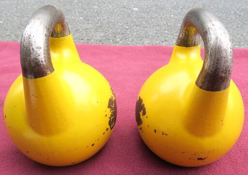 ☆KETTLE BELL ケトルベル 魂 16kg×2 鉄アレイ イエロー◆筋トレや競技用に