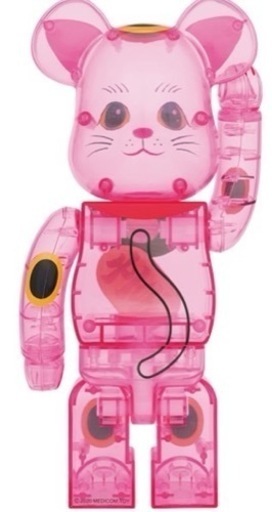BE@RBRICK 招き猫 桃色透明メッキ 1000％