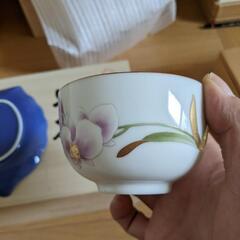 九谷焼　陶全作　湯呑み茶碗　小皿　受け皿　骨董品の画像