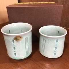 未使用品　夫婦　湯呑み　ペア　清水焼　セット　箱入り　人気商品‼...