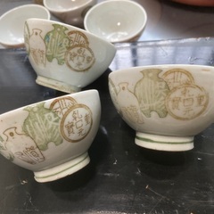 骨董入門　昭和初期　かなり小ぶりな茶碗  6個セット　