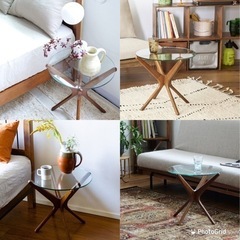 ACME アクメ サイドテーブル ガラス ウッド ブラウン