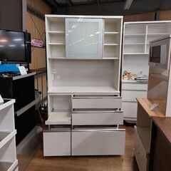 【愛品倶楽部柏店】　松田家具　リベルテＨＳ　２枚スライド扉キッチンボード　白の画像