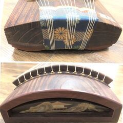 ★ 美品 琴 稽古用 13弦 すだれ彫り 並甲 角巻 蒔絵 和楽器 カバー付き　約183cmの画像