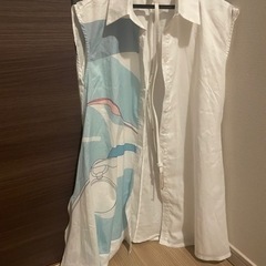 アシメ　プリント　シャツ　ベルト付き