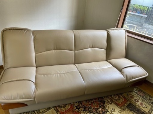 ソファーベッド　木　ブラウン