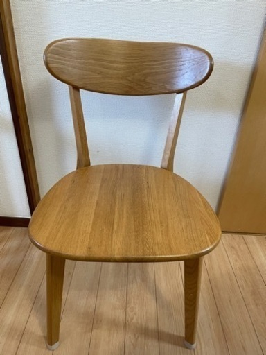 大川家具　丸　ダイニングテーブル　4脚　椅子　セット