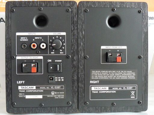 vl-s3_p_left.jpg 【 完了】　Bluetooth付スピーカ VL-S3BT TASCAM(TEAC) 80Hz～22kHz 