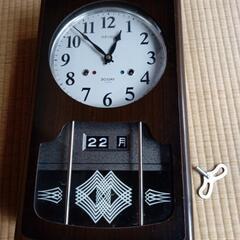 機械式掛時計　セイコー製１ヶ月巻掛け時計　日にち曜日表示　ゼンマ...