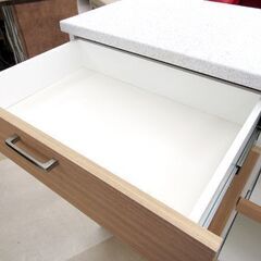 札幌市/清田区　キッチンカウンター ホワイト ライトブラウン 食器棚 キッチンボード ロータイプ 札幌市/清田区 キッチンカウンター ホワイト ライトブラウン