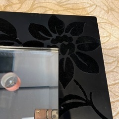 鏡 大型ミラー 家具 ブラック 花 葉っぱ アンティーク 姿見の画像