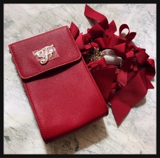 ご購入者様決定꒰Maison de FLEUR꒱リボンポシェット赤スマホバッグ スマホケース
